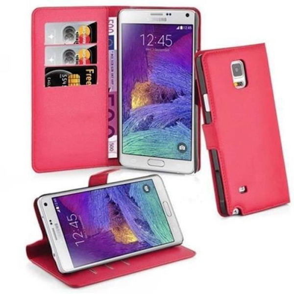 Cadorabo Fodral Samsung Galaxy NOTE 4 RÖD Fodral Fodral Fullt skydd Magnetlås Stöder stativkortplats