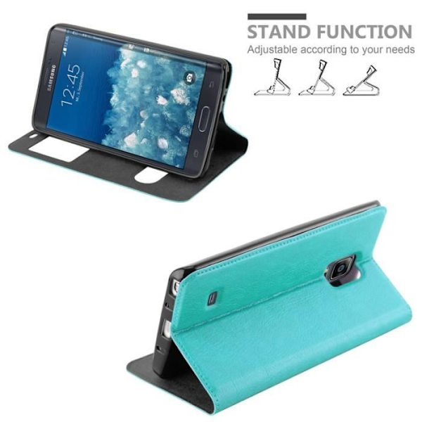 Cadorabo Fodral för Samsung Galaxy NOTE EDGE VIEW Två Windows Fodral Fodral Magnetlås Stöd Stativ Kortplats TURKOS