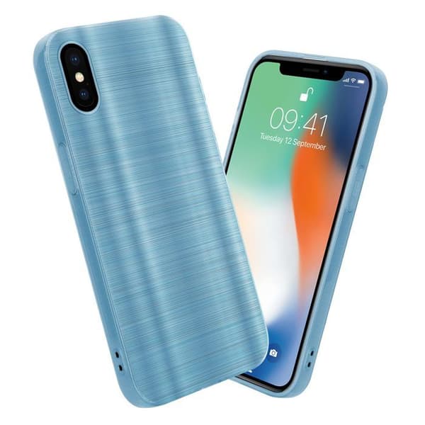 Skal för iPhone X / XS Borstad Turkos Kameraskydd Blå