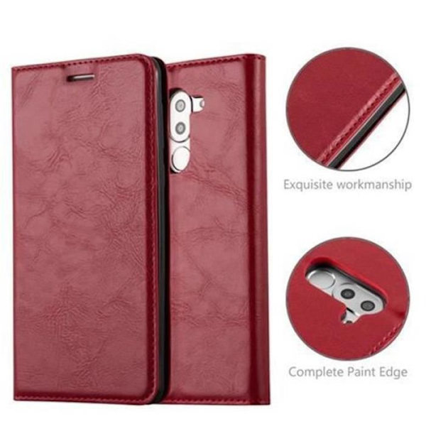 Honor 6X-fodral i APPLE RED från Cadorabo (INVISIBLE MAGNETIC CLOSURE Design) Helt skyddsfodral med flipflik