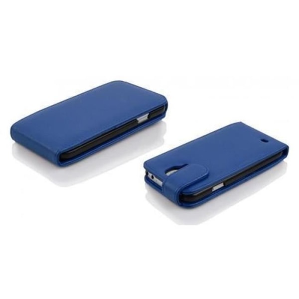 Cadorabo Fodral Samsung Galaxy MEGA 6.3 DESIGN FLIP Style Fodral Fodral Imiterat läder Struktur HEMLIG BLÅ