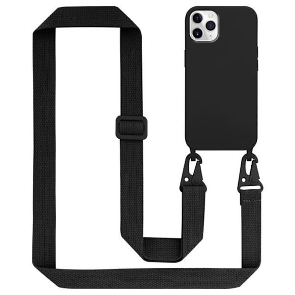 Halsbandsfodral för Apple iPhone 11 PRO MAX Fodral i LIQUID BLACK Modehalsbandsfodral Moderiktigt fodral Fodral Silikon Justerbar