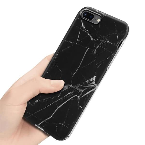 Skal för iPhone 7 PLUS / 7S PLUS / 8 PLUS i Svart Vit Marmor Nr. 22 Skyddsetui Svart