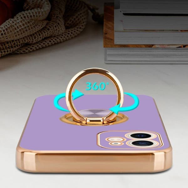 iPhone 11-fodral Glansig Ljuslila - Guld med kameraskydd Violett