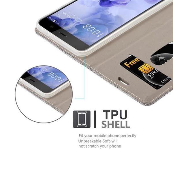 Skyddsfodral för HTC U PLAY i LJUST GRÅ BRUN Stötskyddande Etui Grå