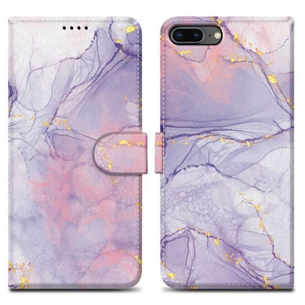 Fodral för Apple iPhone 7 PLUS / 7S PLUS / 8 PLUS Fodral i lila rosa marmor nr 5 Fodral Skydd Magnetisk stängning Rosa lila