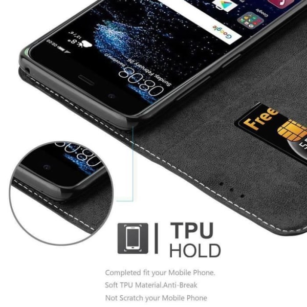 Coque för Huawei P10 - CADORABO - ROSA SVART - Syntetiskt läder - Magnetisk stängning - Ställfunktion SV: SVART ROSA