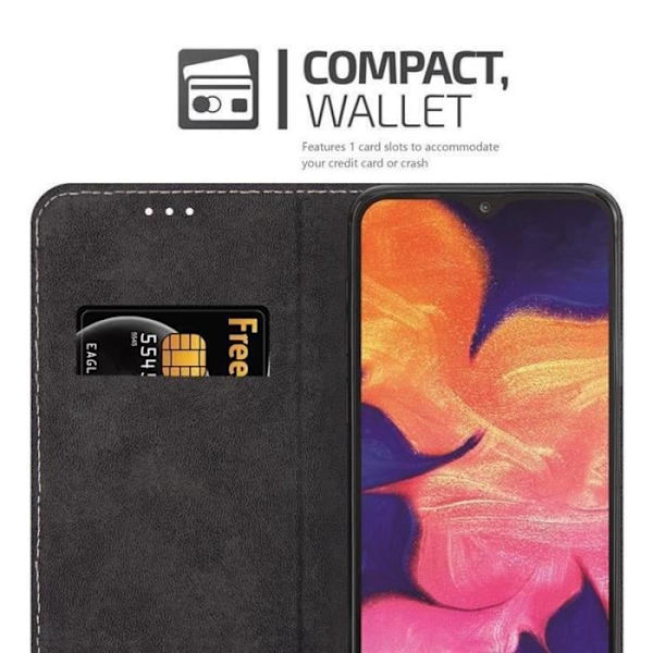 Plånboksfodral - CADORABO - Samsung Galaxy A10 - Syntetiskt läder - Brun - Osynlig magnetisk stängning kastanj