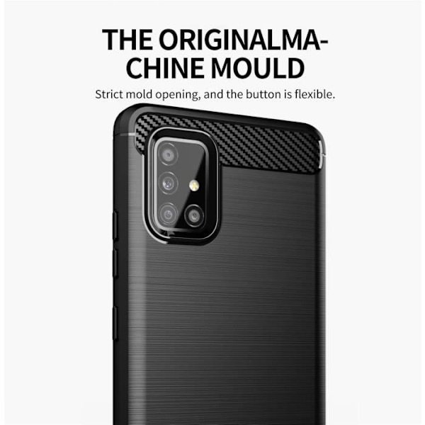 Fodral för Samsung Galaxy A51 4G / M40s i BORSTAD SVART Cadorabo Cover Skydd i silikon TPU flexibelt rostfritt stål kol