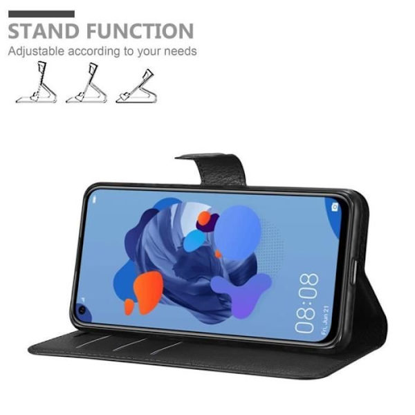 Cadorabo fodral till Huawei NOVA 5i / P20 LITE 2019 - i svart - Bokställsfunktion Svart