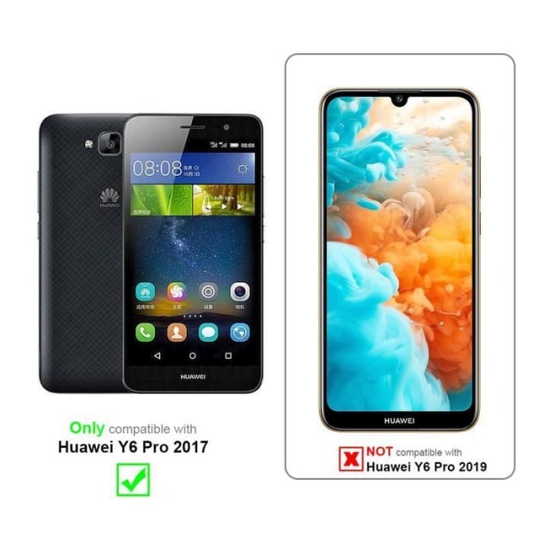 Fodral - CADORABO - Huawei Y6 PRO 2017 - Imiterat läder - Blommigt - Stativfunktion BLOMMA BLÅ