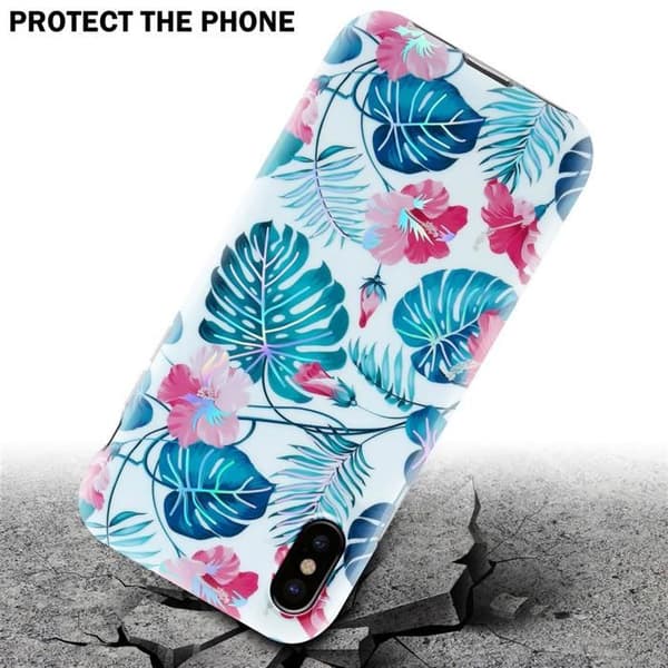 Skal för iPhone XS MAX i SKALDURKAR Blomsterdesign Vit
