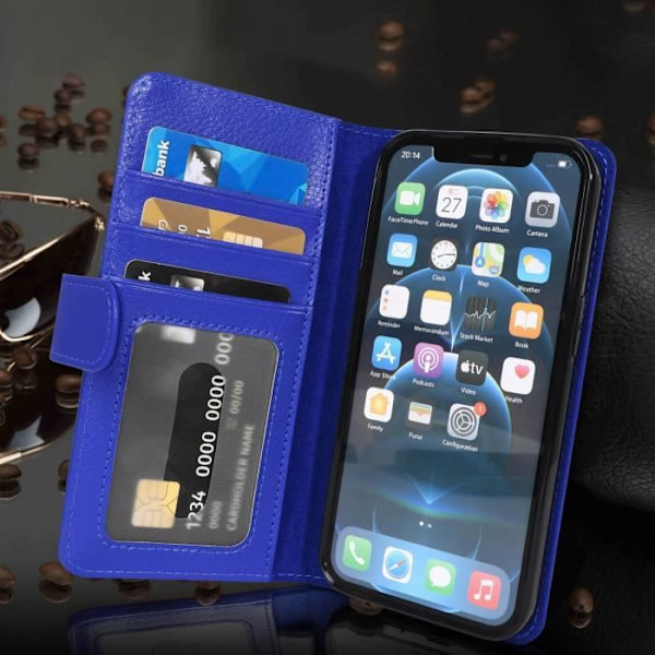 Fodral för Apple iPhone 13 MINI - CADORABO - Ljusblå - Fodral i konstläder med 3 kortplatser Himmelsblå