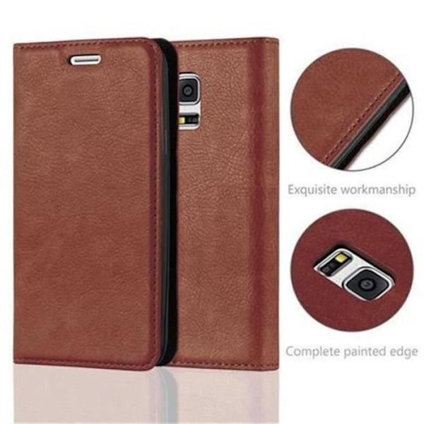 Samsung Galaxy S5 MINI - S5 MINI DUOS-fodral i MEDIUMBRUN från Cadorabo (INVISIBLE MAGNETIC CLOSURE Design) Skyddsfodral