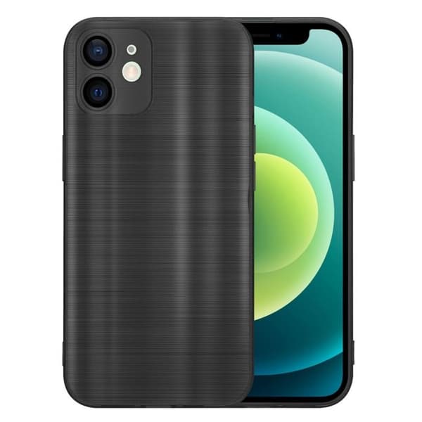 iPhone 12 MINI Fodral Borstad Svart Kameraskydd Svart