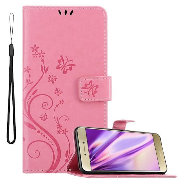 Mobilfodral - CADORABO - Huawei P8 LITE 2017 / P9 LITE 2017 - Konstläder - Rosafloral - Ställfunktion ROSENFLORTLAR