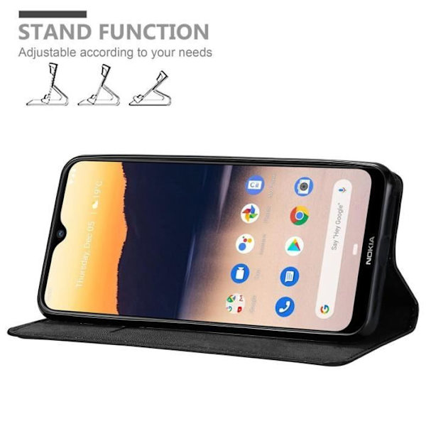 Fodral för Nokia 2.3 i NIGHT BLACK Cadorabo Cover Protection magnetisk stängning NATTSVART