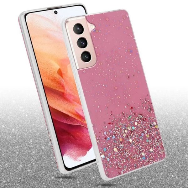 Fodral för Samsung Galaxy S21 5G Fodral i rosa med glitterfodral Skyddande silikon TPU Glitter paljetter