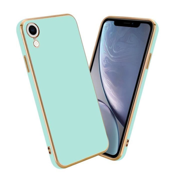 Skyddsfodral - CADORABO - iPhone XR - Silikon TPU - Kameraskydd - Glansig Grön Mynt Mintgrön