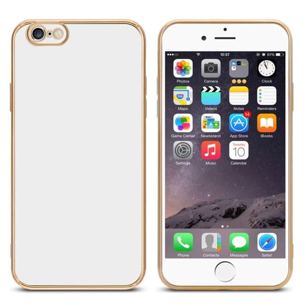 iPhone 6 PLUS / 6S PLUS Glansig Vit - Guld med skydd för kamera Vit