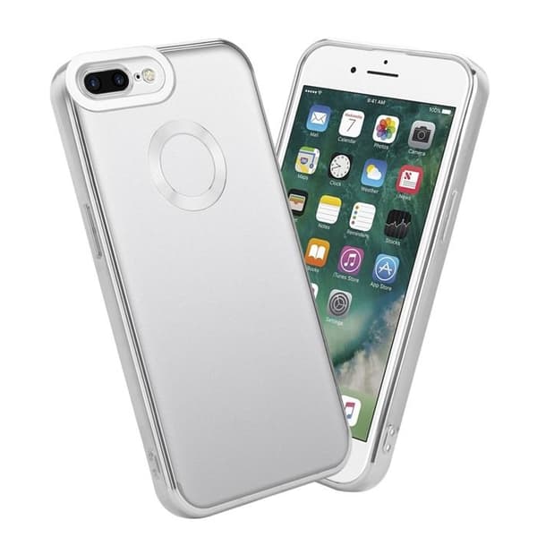 Transparent skal för iPhone 7 PLUS / 7S PLUS / 8 PLUS - Silver Stötskydd Chrome Design Vit