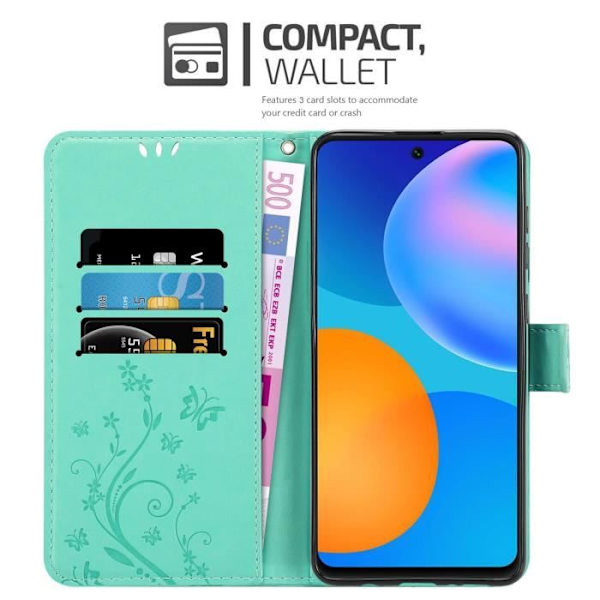 Mobilskal för Huawei P SMART 2021 i TURKOS BLOMSTRIG - CADORABO - Mjuk - Magnetisk - Slät Turkos