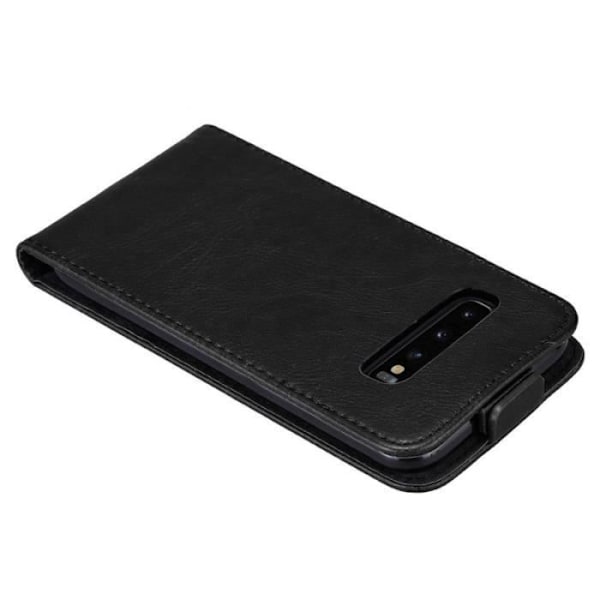 Flipfodral - CADORABO - Samsung Galaxy S10 PLUS - Svart konstläder - Magnetisk stängning - Fullständigt skydd Svart