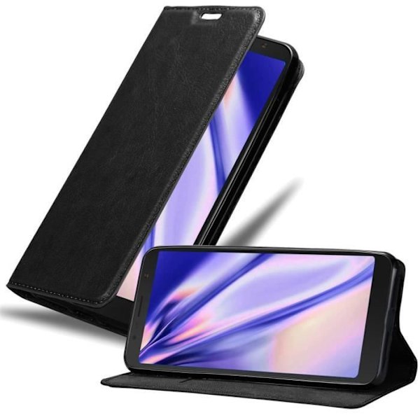 Telefonfodral - CADORABO - Alcatel 3C - Natt svart - Syntetiskt läder - Magnetisk stängning NATTSVART