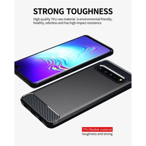 Coque - CADORABO - Samsung Galaxy S10 5G - Silikon TPU - Stötskydd - Borstad Kolfiberdesign Svart