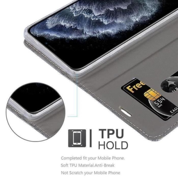 Coque portefeuille - CADORABO - Apple iPhone 11 PRO - Similicuir - Grå - Horisontellt ställ. Grå