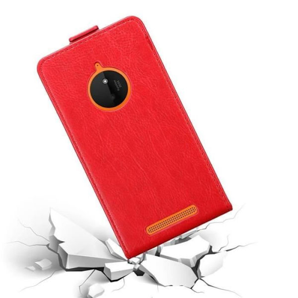 Flipfodral - CADORABO - Nokia Lumia 830 - Röd konstläder - Magnetisk stängning - Fullständigt skydd Röd