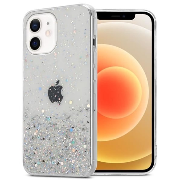 Fodral till Apple iPhone 12 MINI i Transparent med glitter Cadorabo-skal Flexibelt TPU-silikonskydd