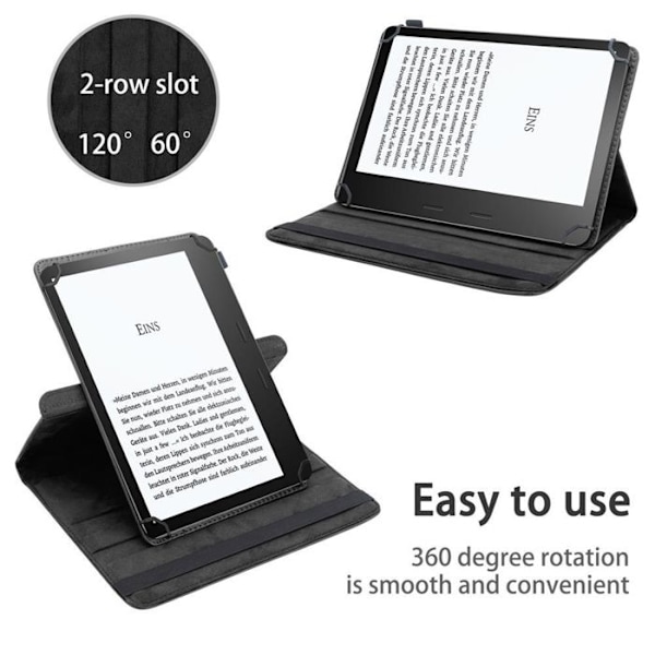 Fodral för Kindle Oasis 2017 (9:e gen.) Etui i SVART Hölster Case Skydd 360 grader konstläder Plånbok Wallet Svart
