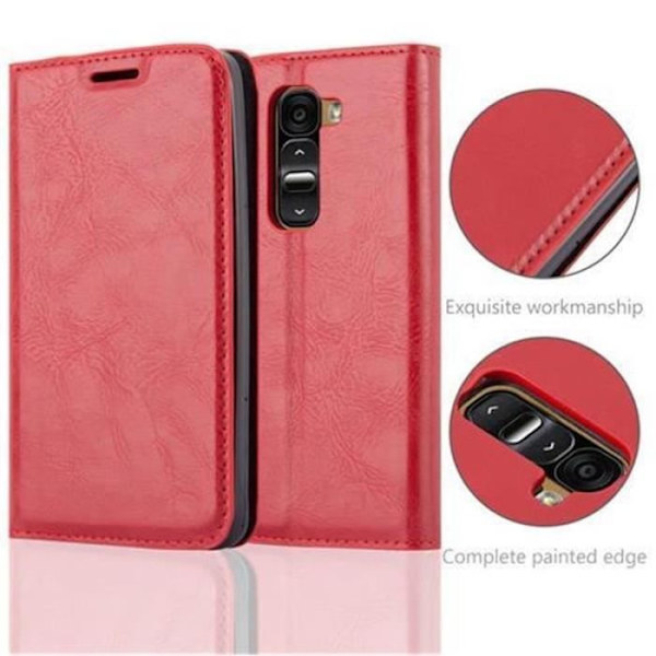 LG G2 MINI Fodral i APPLE RED från Cadorabo (INVISIBLE MAGNETIC CLOSURE Design) Helt skyddsfodral med Flip Flip