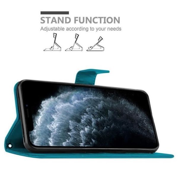 Coque - CADORABO - iPhone 11 (XI) - Blå - Blomdesign - Magnetlås Blå