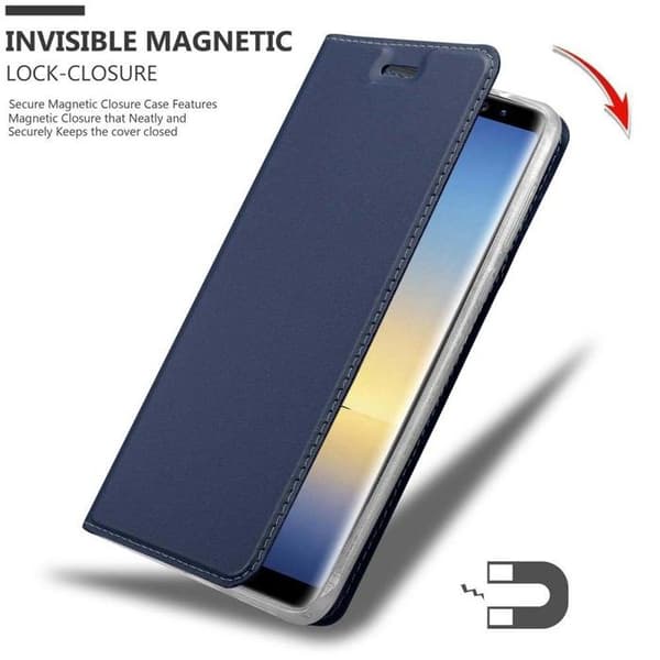 Flipfodral för Samsung Galaxy NOTE 8 i MÖRKBLAU Klassisk Plånbok Stötsäker Blå