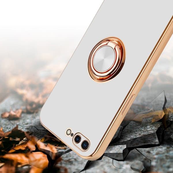Skal för iPhone 7 PLUS / 7S PLUS / 8 PLUS Glansig Vit - Guld med kameraskydd Vit