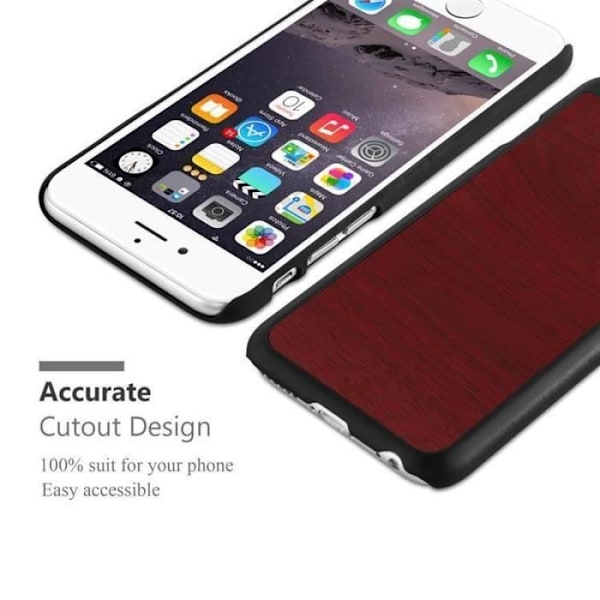 Apple iPhone 6 PLUS / 6S PLUS WOODY RÖTT Fodral Cadorabo WOODY Design Hårt Fodral Skydd Anti-chockskydd Ultra Slim Bumper