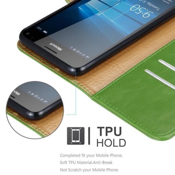Fodral - CADORABO - Nokia Lumia 950 XL - Läderimitation - Grön - Stativfunktion och kortfack Grön
