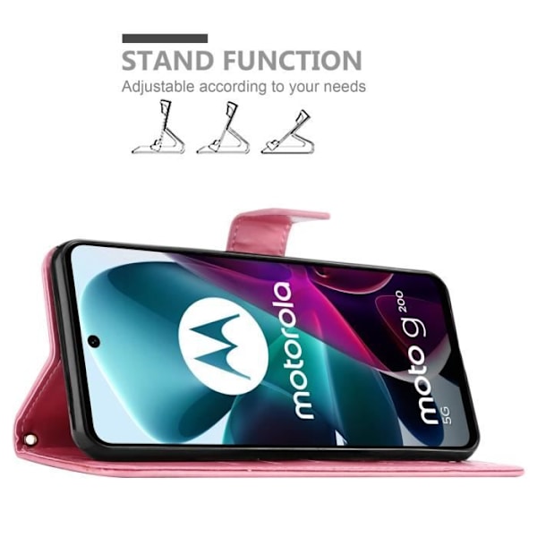 Coque för Motorola MOTO G200 5G - CADORABO - Blommigt Etui - Konstläder - Ställfunktion - Fullständigt skydd Rosa blommig