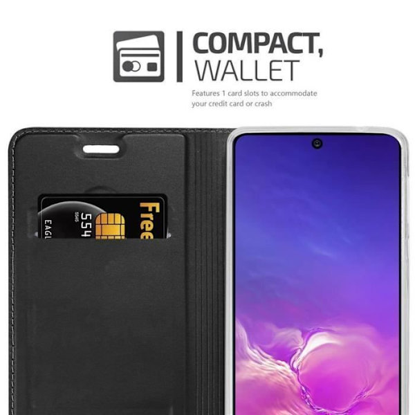 Fodral - CADORABO - Samsung Galaxy A91 - Svart - Magnetisk stängning - Halvstyv Svart