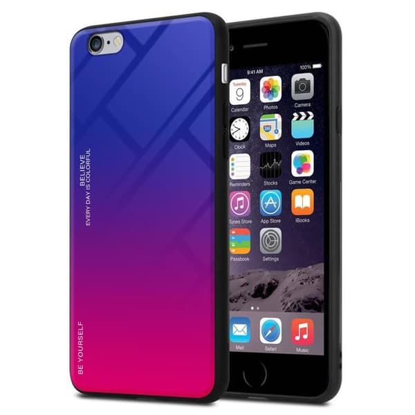 Fodral för iPhone 6 PLUS / 6S PLUS i VIOLETT - RÖD Stötsäker Bicolor design Svart
