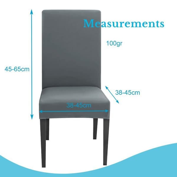 Set med 2 grå stretchstolar - sits 38-45 cm, ryggstöd 45-65 cm - bröllop, fest, hotell, matsal, hem Grå