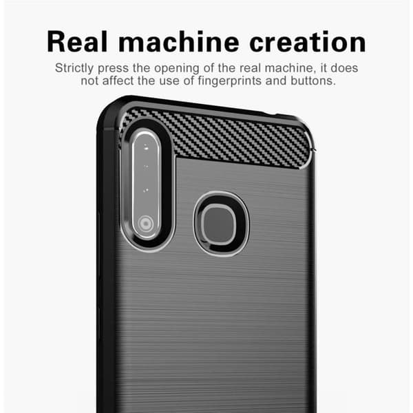 Skyddsfodral för Samsung Galaxy A70e Borstad Svart Kolfiberdesign Svart