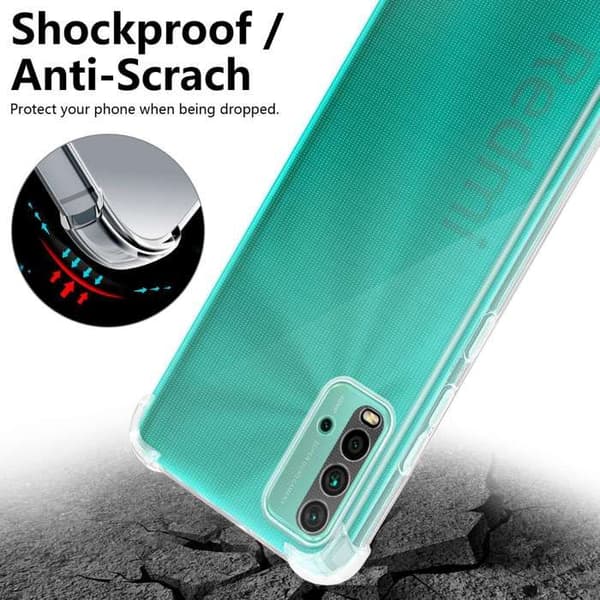 Transparent stötsäker silikonfodral för Xiaomi RedMi 9T Vit