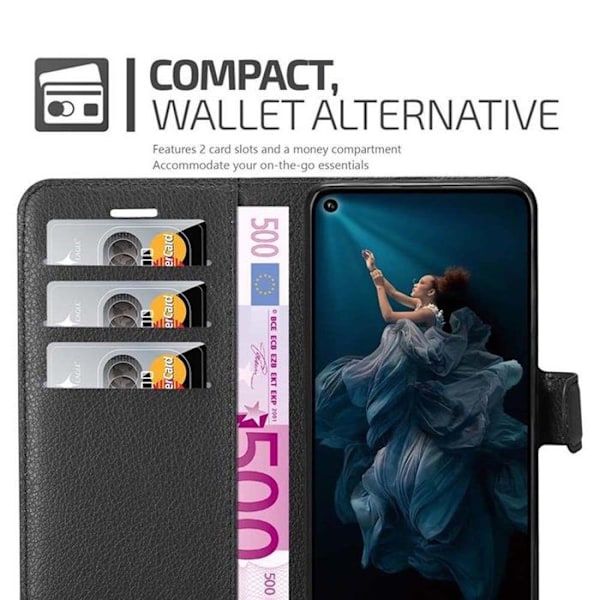 Coque för Honor 20 PRO Fodral i SVART AV JAS Etui Case Cover Skydd med magnetisk stängning Plånbok Svart