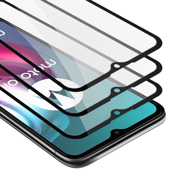 3x helskärmshärdat glas för Motorola MOTO G10 / G30 Skyddsfilm i TRANSPARENT med SVART härdat härdat glas