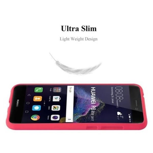 Huawei P8 LITE 2017 Fodral FROST RÖD Cadorabo DESIGN FROST TPU Silikonskydd Fodral Skydd Ultra Slim Fin Bumper Röd