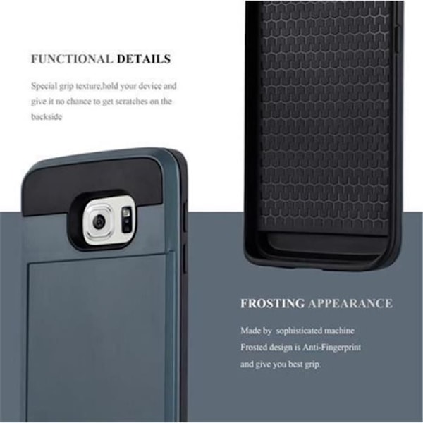 CADORABO Hybrid TPU Silikonfodral till Samsung Galaxy S6 EDGE med kortplats - Svart Svart