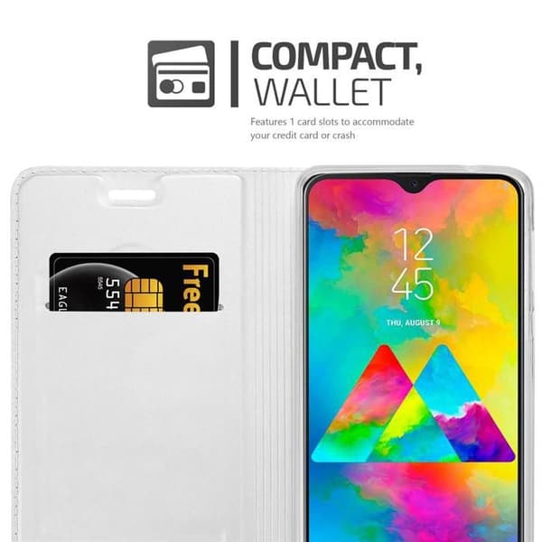 Flipfodral för Samsung Galaxy M20 Etui i KLASSISK SILVER Plånbok Stötsäker Grå